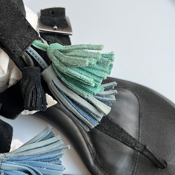 Ugg Lecia Black Suede Leather Tassel Ankle Wrap Gladiator Sandals - Picture 5 of 16